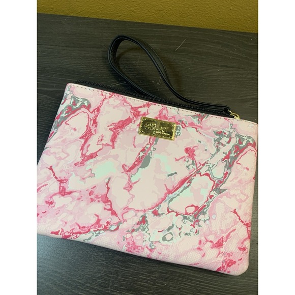 Betsey Johnson Small Marbled Pink Gray Small  Purse Wristlet Strap - Picture 6 of 8